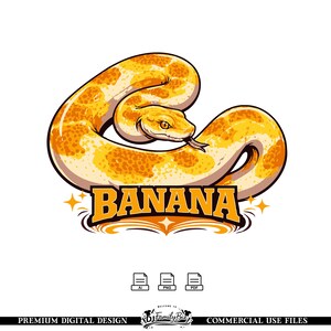 Banana Ball Python Snake Graphic – Illustratie reptielenliefhebber (digitale download)