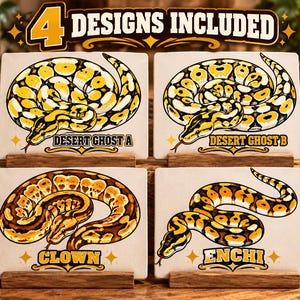 Ball Python SVG Bundle – 4 Snake Designs, Desert Ghost, Clown & Enchi