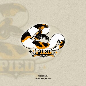 Pied Ball Python Snake SVG Design – Exotic Reptile Illustration – Vintage Style Snake Art – Python Lover Gift – Digital Download