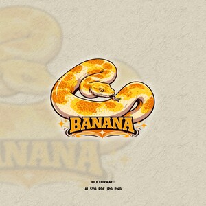Banana Ball Python Snake Graphic – Reptile Lover Illustration (Digital Download)