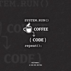 Programmer Coffee Code Print SVG – Funny Coding Quote Digital Download – Developer Wall Art – Tech Office Decor– Software Engineer Decor