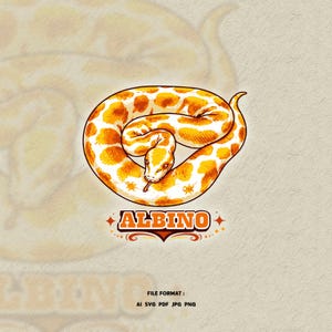 Serpiente pitón bola albina (SVG) – Ilustración de mascota reptil – Imágenes prediseñadas de serpientes – Diseño de camiseta para amantes de las mascotas