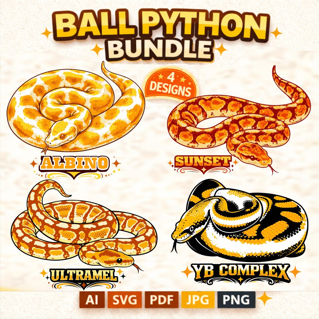 ball python svg, ball python dxf, ball python png,... Ball Python SVG Bundle – Snake Clipart Set – Albino Sunset Ultramel YB ...