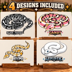 Ball Python SVG Bundle – 4 Morph Designs, Reptile PNG Clipart