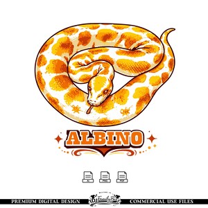 Albino Ball Python Snake (SVG) – Reptile Pet Illustration – Snake Clipart – Pet Lover Shirt Design