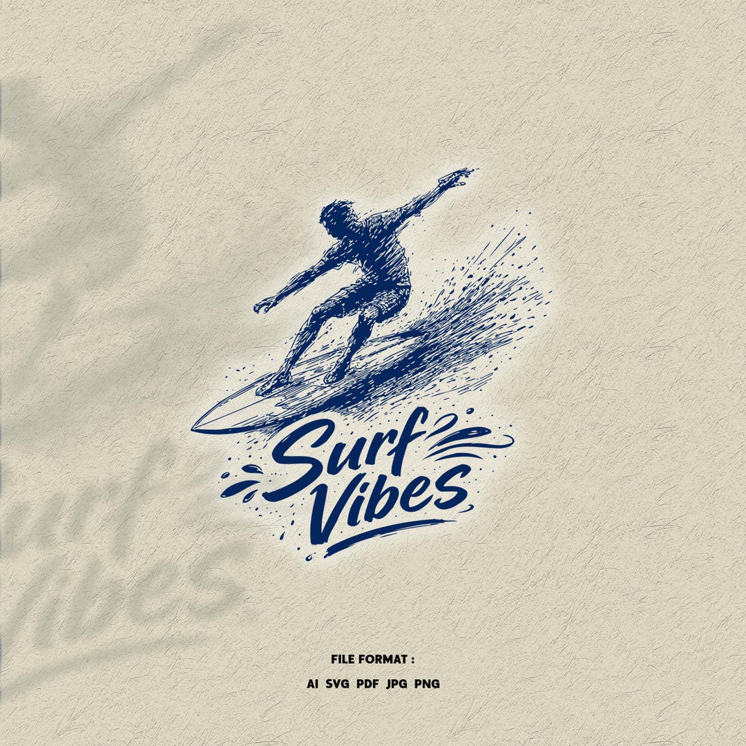 Surf Vibes SVG PNG – Vintage Surfer Illustration Design – Summer Beach ...