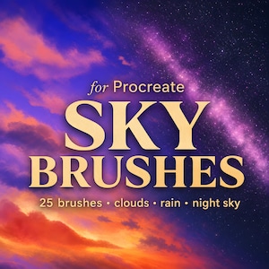 Procreate Sky Brush Set: Painterly Clouds, Stars, Rain and Sun for Digital Art Backgrounds