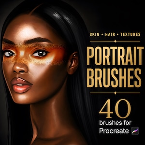 Complete Portrait Procreate Brush Set with Skin Texture, Hair and Freckles