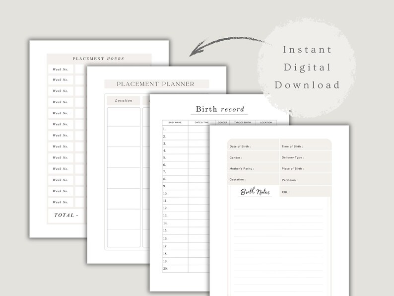 Midwife Rota Example Student Midwife Planner Printable PDF | Midwifery Study Planner ...