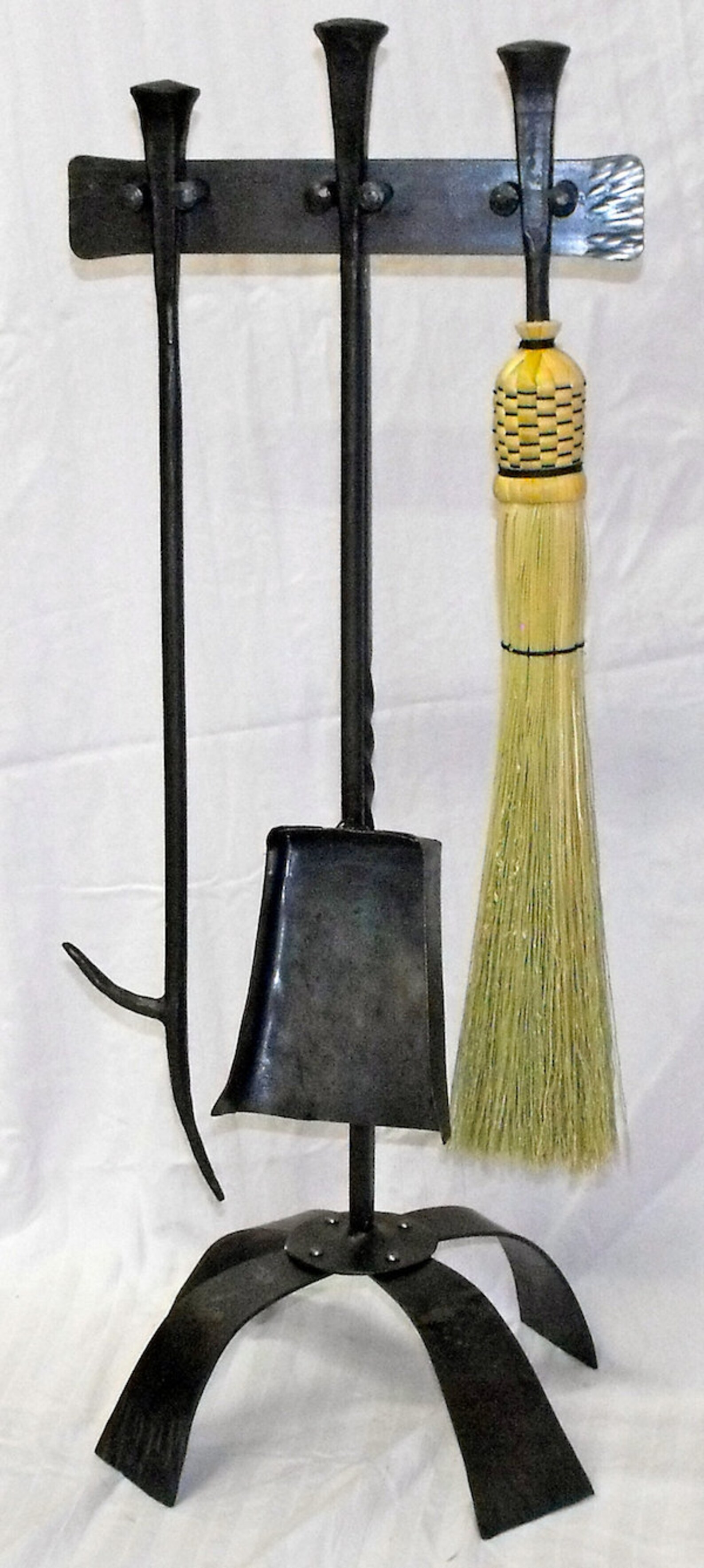 Wrought Iron Fireplace Tool Stand Set Etsy