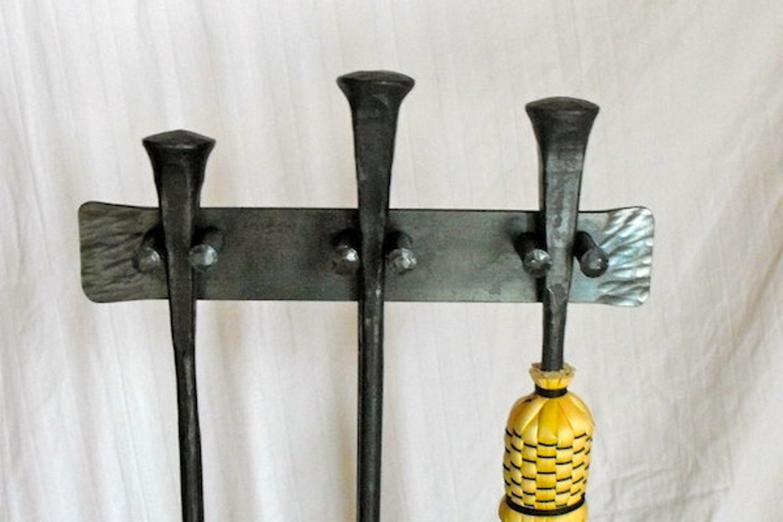 Wrought Iron Fireplace Tool Stand Set Etsy