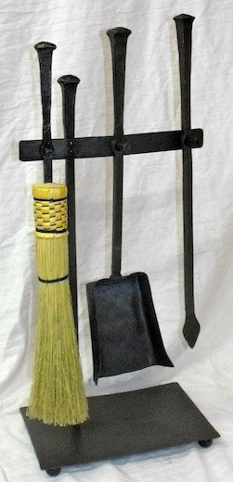Rustic Wrought Iron Fireplace Tool Set Etsy