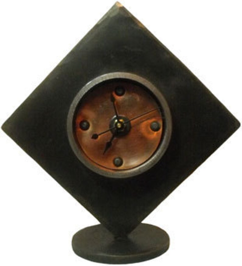 Copper Faced Wrought Iron Mantle or Desk Clock Etsy