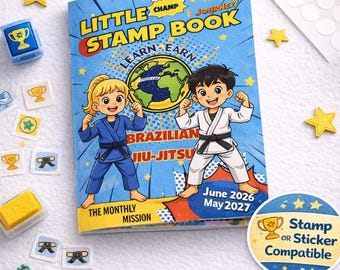 BJJ Themed Kids Stamp Calendar Book | Motivation & Achievement Tracker | September 2026–August 2027