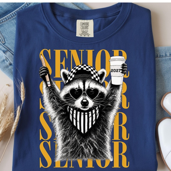 Senior Shirt, Funny Raccoon Senior T Shirt 2027, Graduation Tee, High school Senior, Graduate Shirt