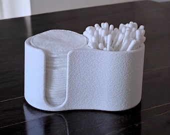 Cotton Pad & Q-tip Holder | Minimalist Bathroom Makeup Organizer