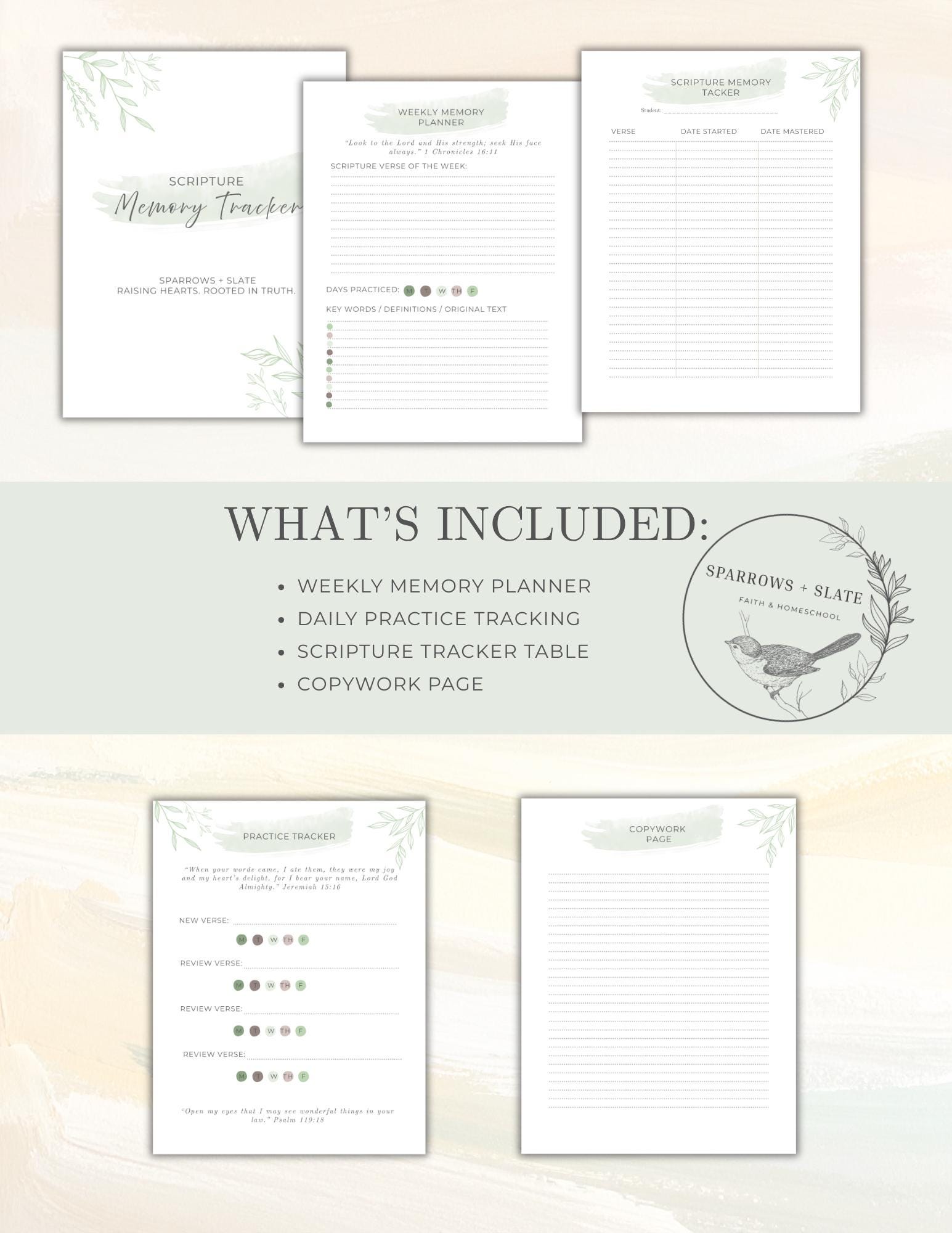 Scripture Memory Tracker Scripture Memory Tracker Printable | Bible Verse Memory Planner ...