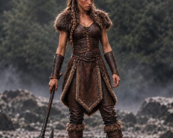 Disfraz de guerrero vikingo de cuero – Traje nórdico para juegos de rol en vivo (LARP)