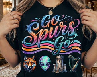 Go Spurs Go Png, San Antonio Spurs Fan Png, Spurs Basketball Shirt Png, Fox Alien Castle Harp Png, Nba Playoffs Shirt, Wembanyama Fan Art