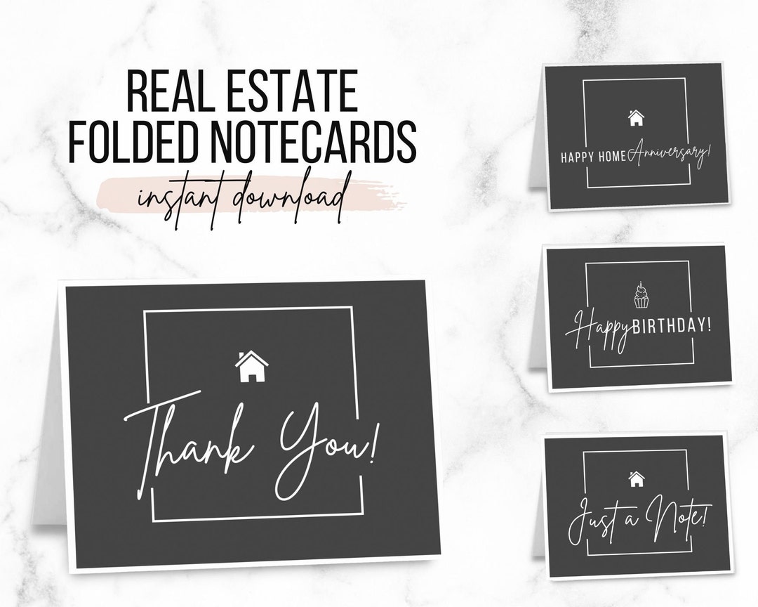 Real Estate Folded Notecards A2 Happy Birthday Card Thank You Card Happy Home Anniversary Just a