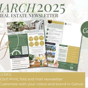 MÄRZ 2025 Wohnungsbau Newsletter Template | Drucken und Mailen | Frühling | Rundschreiben| Makler Nachrichten | Leinwand | Postkarte | Vorlage
