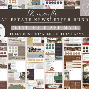 12 Month Real Estate Newsletter Bundle 2024 | January - December Print, fold and mail!