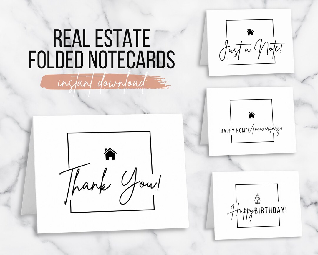 Real Estate Folded Notecards A2 Happy Birthday Card Thank You Card Happy Home Anniversary Just a
