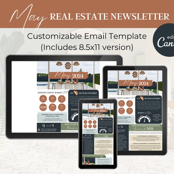 May 2024 Real Estate EMAIL Newsletter Template | Spring | Realtor News | Canva Template | Printable