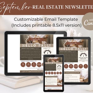 SEPTEMBER Real Estate Newsletter Template | Email | Fall Newsletter | Realtor News | Canva | Mailchimp | Market Report | Printable