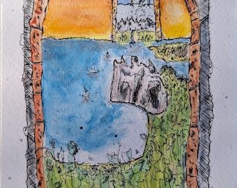 Obra original de Doorways Fine Art de 6x9 pulgadas.