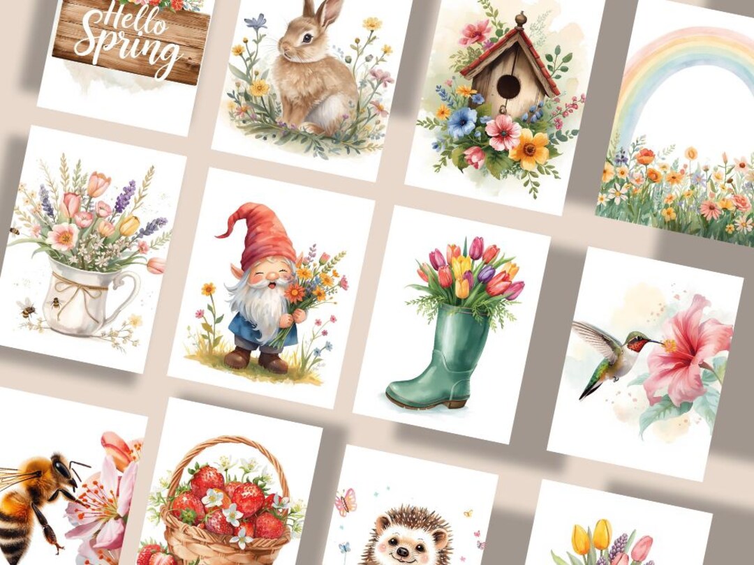 5 Watercolor Spring PNG Bundle – Seasonal Clipart - Etsy