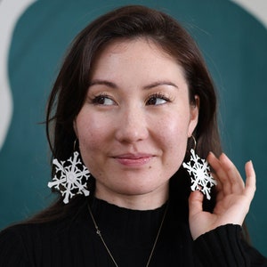 Snowflake Statement Hoops Earrings image 1