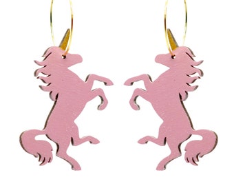 Unicorn Hoop Earrings, Unicorn Jewelry, Pink Sparkle Unicorn, Fantasy Jewelry, Kawaii Earrings, Pastel Goth