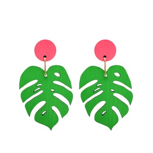 Tropische Monstera Blatt-Ohrringe: Hypoallergene Edelstahl-Ohrstecker
