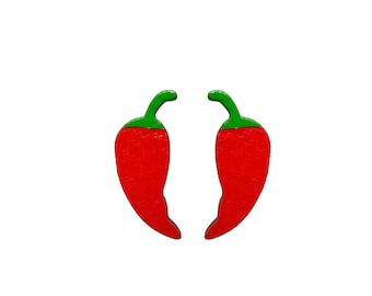 Handmade Red Chili Pepper Earrings, Cinco de Mayo Celebration, Hot Pepper Earrings, Mexican Peppers, Laser Cut Chili Earrings, Hot Hot Hot