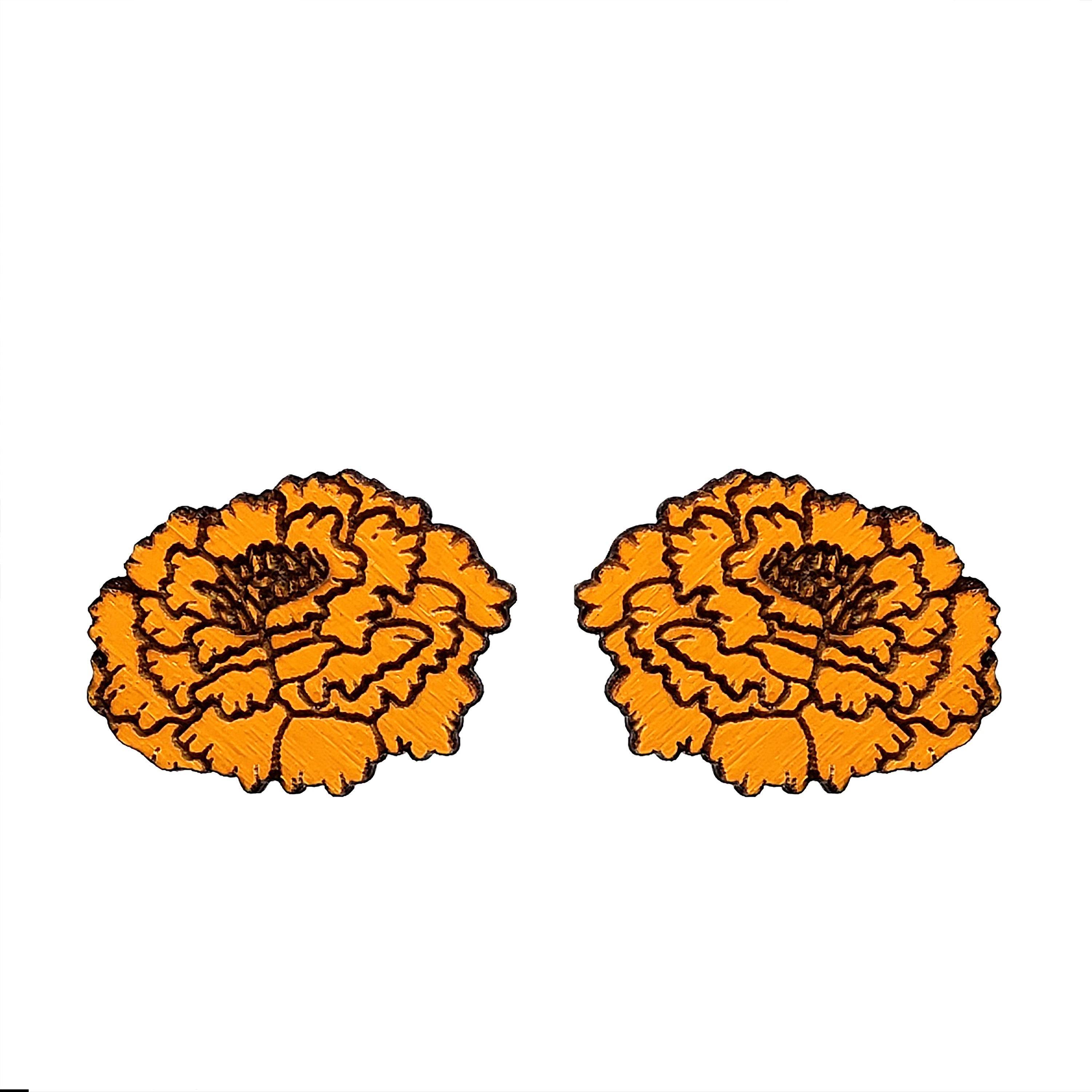 Marigold Stud Earrings Day of the Dead Flower Hoops - Etsy