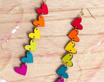 Rainbow Pride Set 6 Paia Orecchini A Cuore Arcobaleno Con Strass - Donna Moda Orgoglio - 4