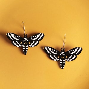 Death Moth Hoop Earrings, Halloween