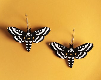 Death Moth Hoop Earrings, Halloween