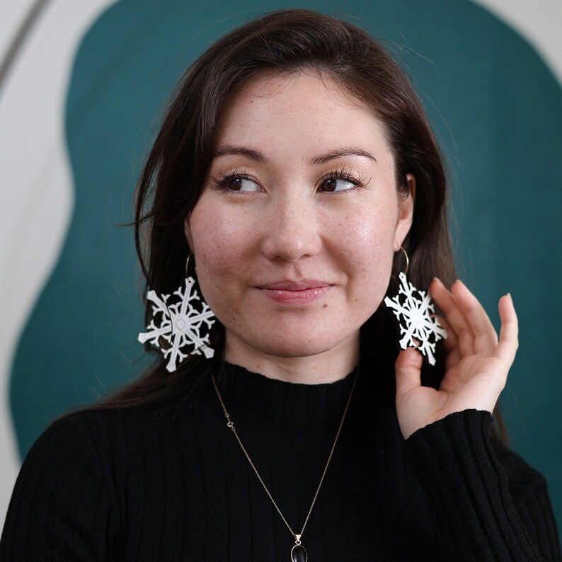 Snowflake Statement Hoops Earrings image 1