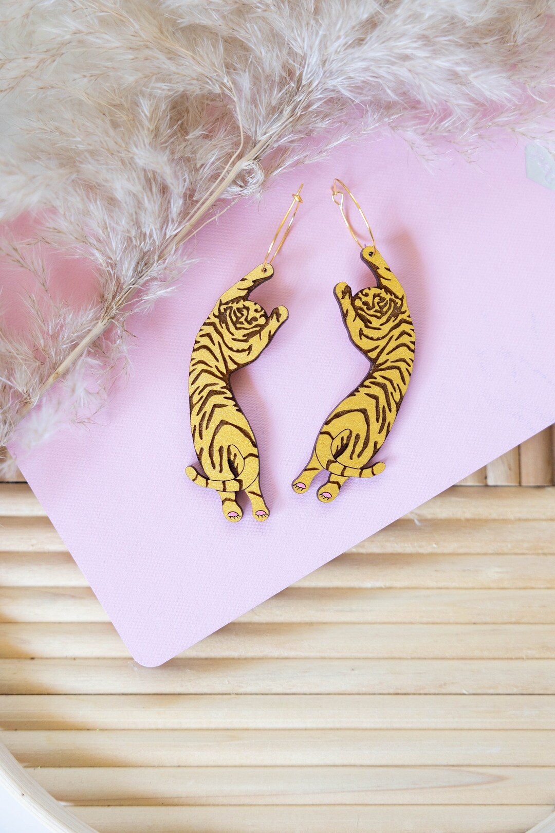 Single Hazel Tiger Hoop Earring