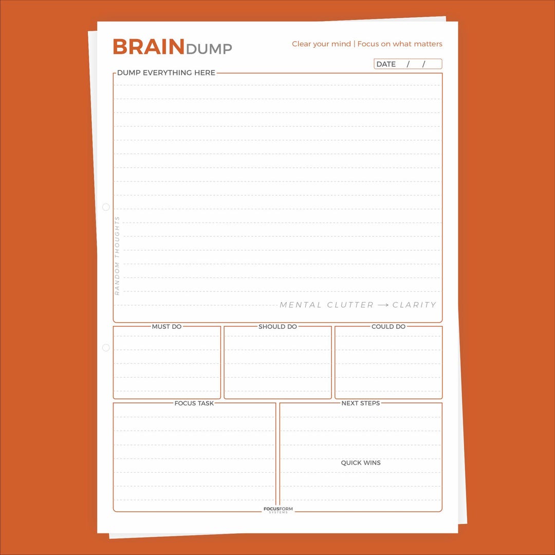 Brain Dump Planner Printable – Clear Your Mind & Organize Your Thoughts ...