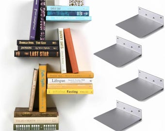 Estantería flotante, estante invisible, estantería de pared, estante minimalista de metal, estante de almacenamiento de libros que ahorra espacio, estante de decoración de pared