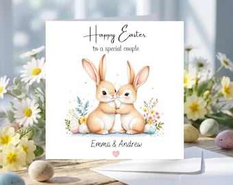 Personalised Couple Easter Bunny Card, Special Couple Easter Card for Husband, Wife, Friends, Any Relation, Newlyweds Happy Easter Card