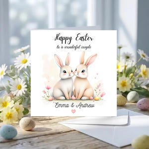 Personalised Special Couple Easter Bunny Card, Wonderful Couple Easter Card for Husband, Wife, Friends, Any Relation