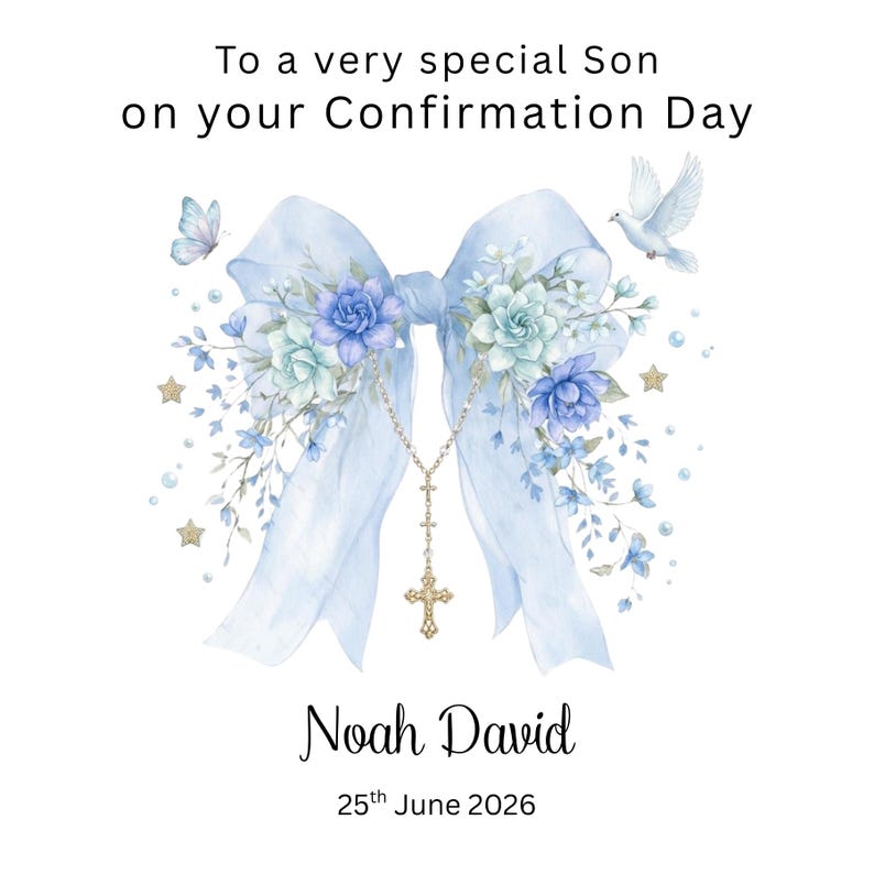 Personalised Confirmation Card for Son, Boys Confirmation Card Godson ...