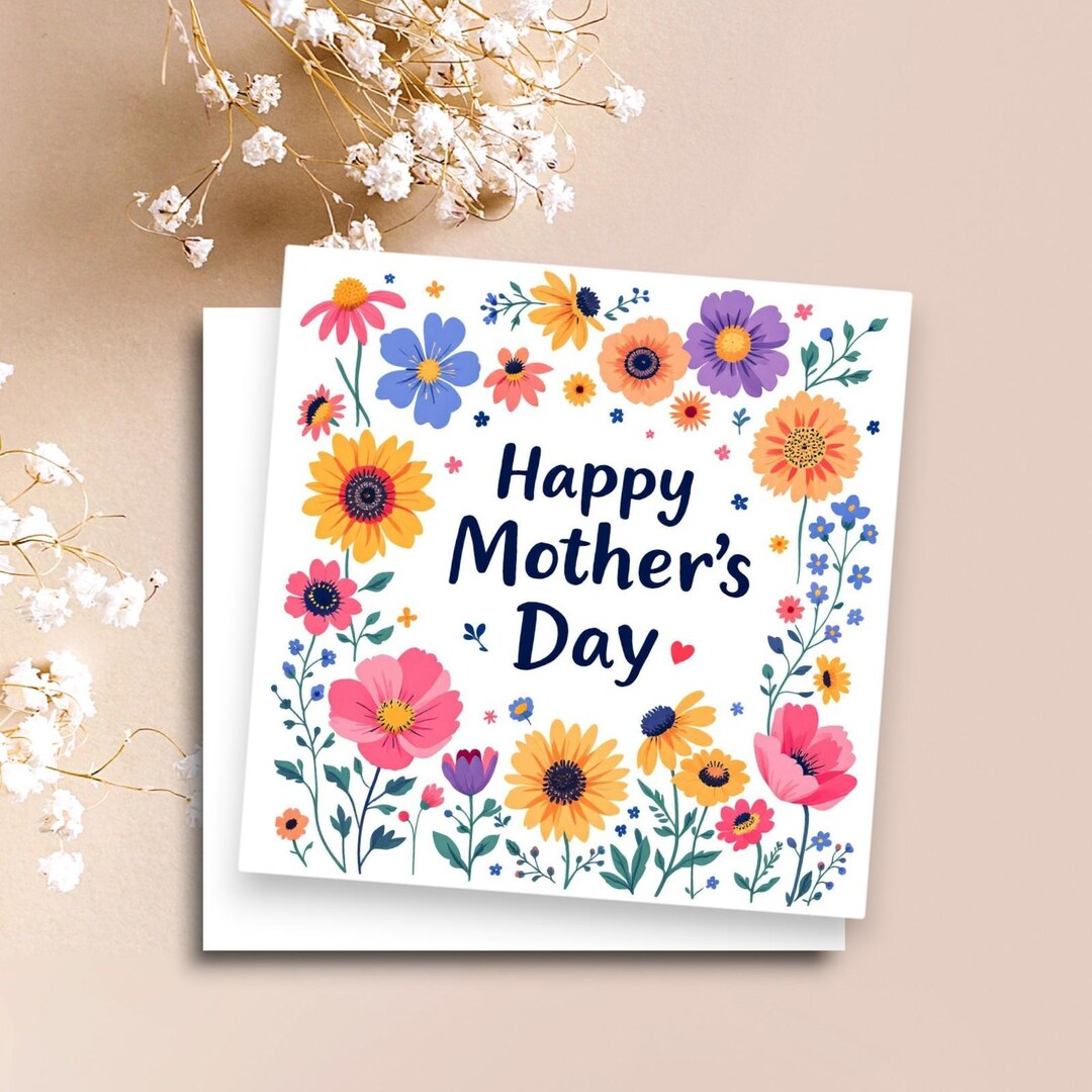 Happy Mothers Day Card, Floral Mother's Day Card, Gifts for Mothers Day ...