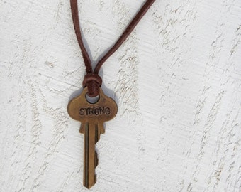 Men's necklace,key necklace, Hand Stamped Jewelry,Men's Jewelry, Men's Necklace, Personalized Jewelry