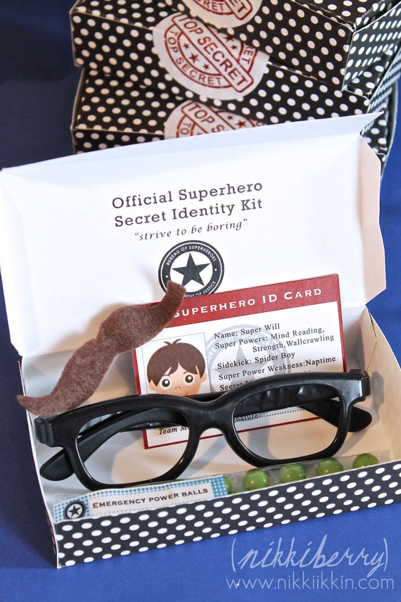 instant download super hero secret identity favor box