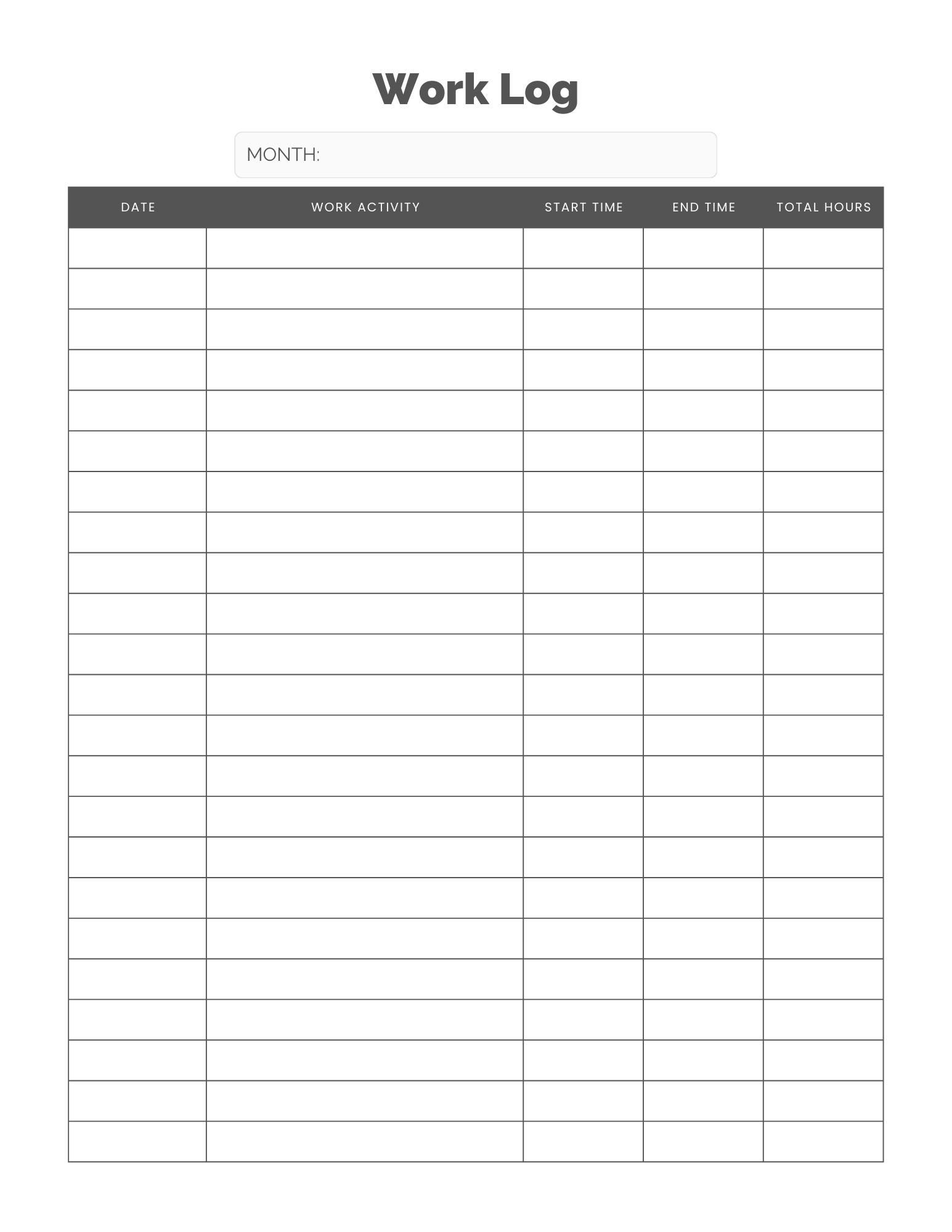 Daily Work Log Template | Freelancer Task Tracker Planner (printable ...